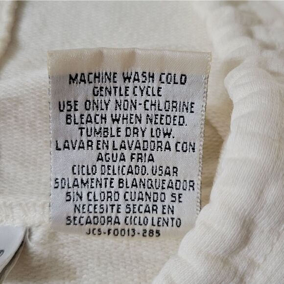 Delicates Women's Short Sleeve Snap-front Creme Cropped Hoodie - Picture 9 of 10